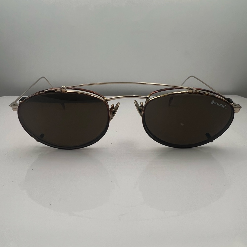 Vintage Brendel Brown Gold Oval Clip-on Sunglasses Frames
